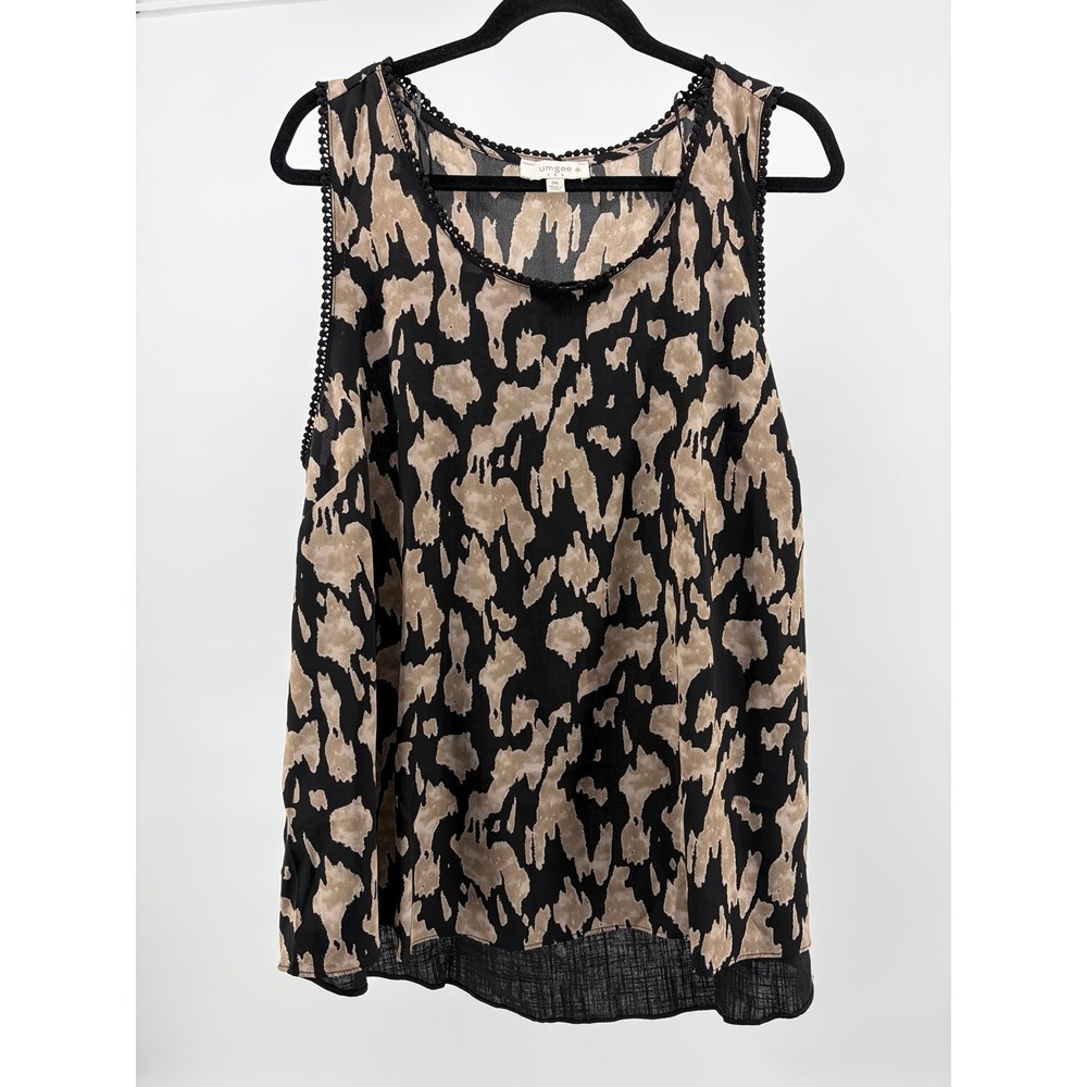Umgee Leopard‎ Tank Women 2X Sleeveless Flowy, Linen Blend